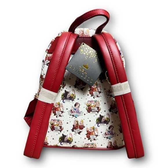 NWT LOUNGEFLY DISNEY PRINCESS Snow White Traditional‎ Tattoo Print Mini Backpack - Picture 6 of 6